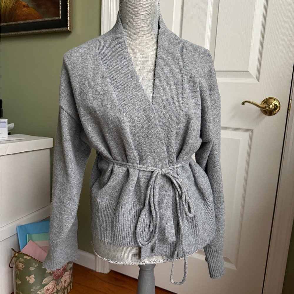 Gray Women's Sweater with Belt